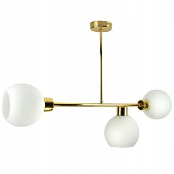 Lampa sufitowa biało-złota mleczne kule 3 źródła światła