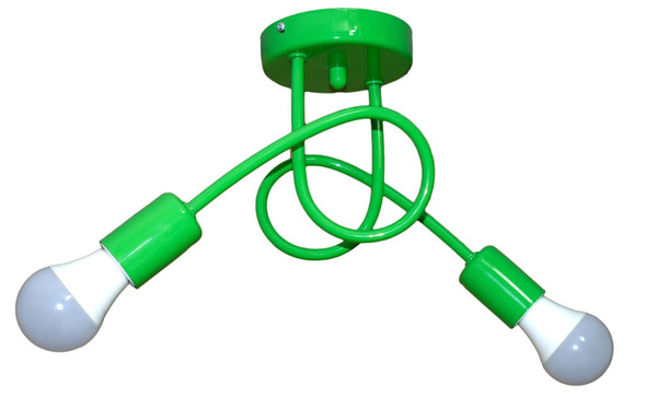 Lampa sufitowa do pokoju dziecięcego zielona nowoczesna Mondo 2xE27 Led  