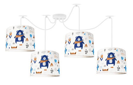 Lampa sufitowa dziecięca z motywem misia typ pająk regulowana TEDDY 4xE27 Led