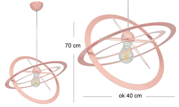 Lampa wisząca dla dziewczynki różowa pastelowa Sferis