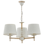 Żyrandol klasyczny z abażurami ROKSANA WHITE śr. 55cm biały antyczny/szary
