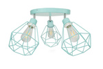 Lampa sufitowa do pokoju dziecka turkusowa w stylu loft nowoczesny druciak Carmen 3xE27