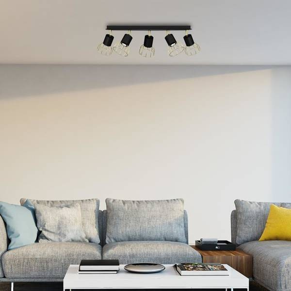 Lampa sufitowa DANTE, MLP7247, czarny/złoty, 5x8W LED GU10