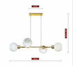 Lampa Wisząca biało-złota mleczne klosze 4 źródła światła