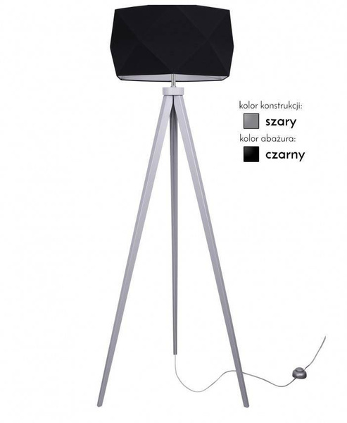 Drewniana Lampa Stojąca Trójnóg Abażur Diament