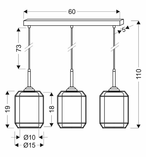 JONERA LAMPA WISZĄCA CZARNY 3X40 E27 KLOSZ DYMIONY