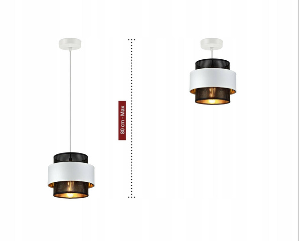 Lampa wisząca w stylu glamour biało-czarno-złota 