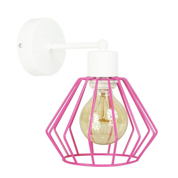 Lampa ścienna kinkiet do pokoju dziewczynki biało-różowy druciak loft 1xE27