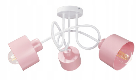 Lampa sufitowa do pokoju dziewczynki biało-różowa Edison Loft 3