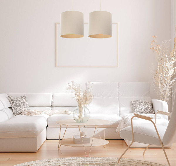 Lampa dziecięca w stylu Boho walec wysoki kremowy- średnica 60 cm 