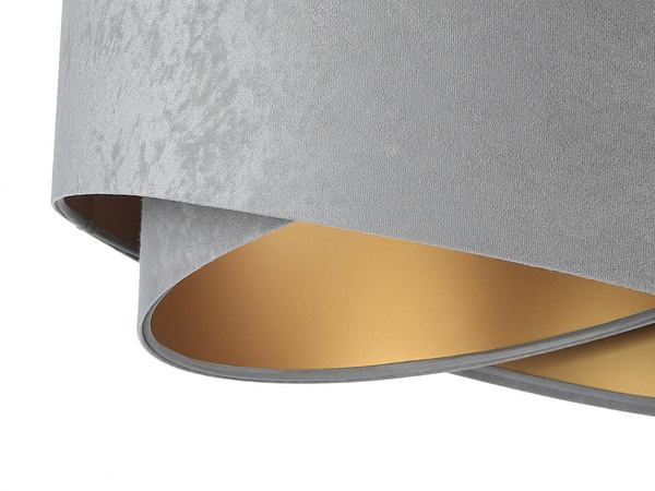 Lampa wisząca asymetryczna welurowa Tami szaro-złota