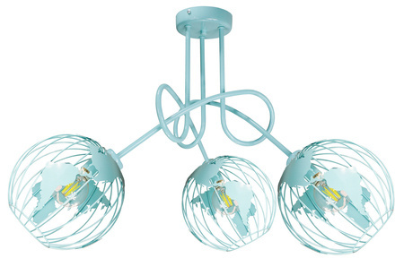Lampa sufitowa do pokoju dziewczynki i chłopca miętowa Edison Globus 3xE27