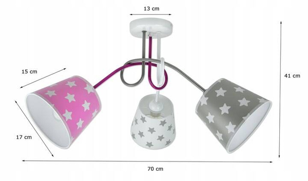 Lampa sufitowa do pokoju dziecięcego kolorowa Gwiazdki Loft 3