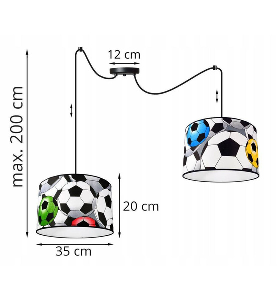 Lampa sufitowa do pokoju chłopca z motywem piłki nożnej typu pająk 2xE27 Led
