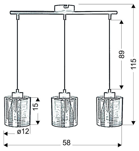 Lampa wisząca chromowa szklany klosz 3D 3x40W Nocturno Candellux 33-57709