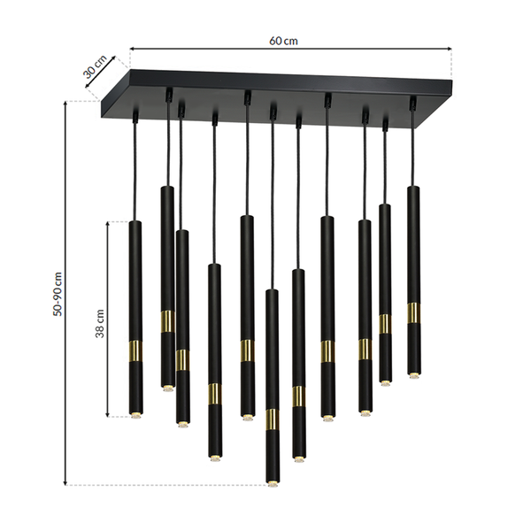 Lampa wisząca MONZA BLACK / GOLD 11xG9 8W MLP6386