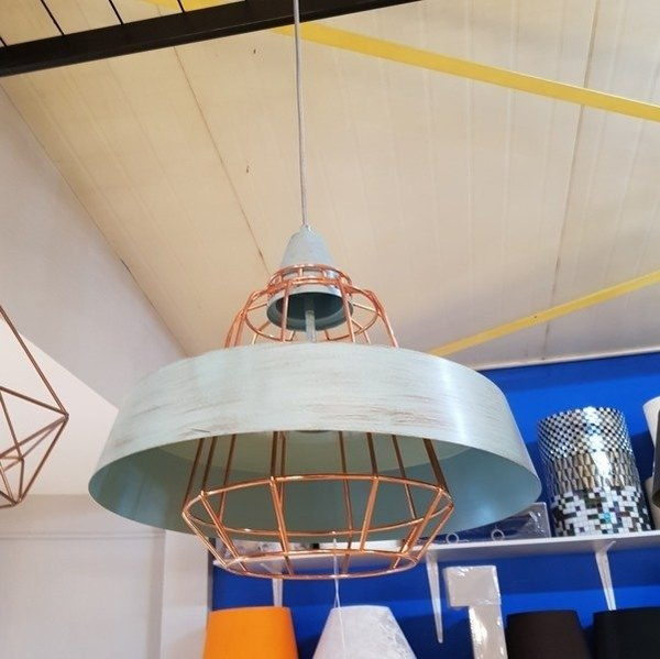 Nowoczesna lampa TAMARIS niebieska śr. 40cm