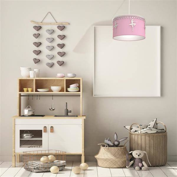 Lampa sufitowa dziecięca z abażurem BALETNICA różowy śr. 37cm