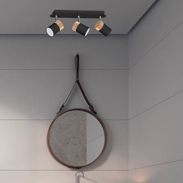 Lampa sufitowa JOKER, MLP6304, czarny/drewno/chrom, 3x8W GU10 