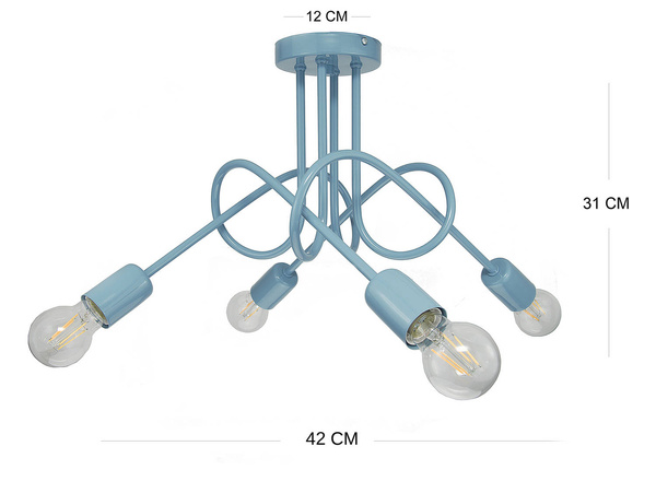  Lampa sufitowa do pokoju dziecka niebieska Mondo 4 Loft