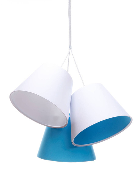 Lampa wisząca do pokoju chłopca i dziewczynki biało-niebieskie stożki 
