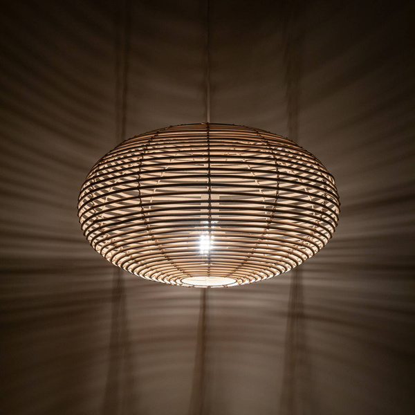Lampa wisząca RATTAN M śr. 60cm E27 | naturalne drewno/biały