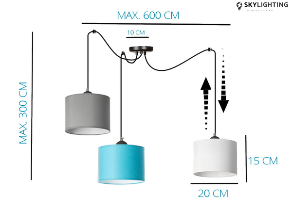 Lampa sufitowa do pokoju dziecka typu pająk Walec Spyder 3