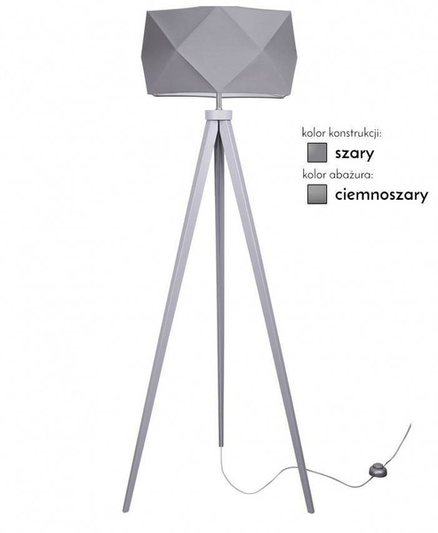 Drewniana Lampa Stojąca Trójnóg Abażur Diament