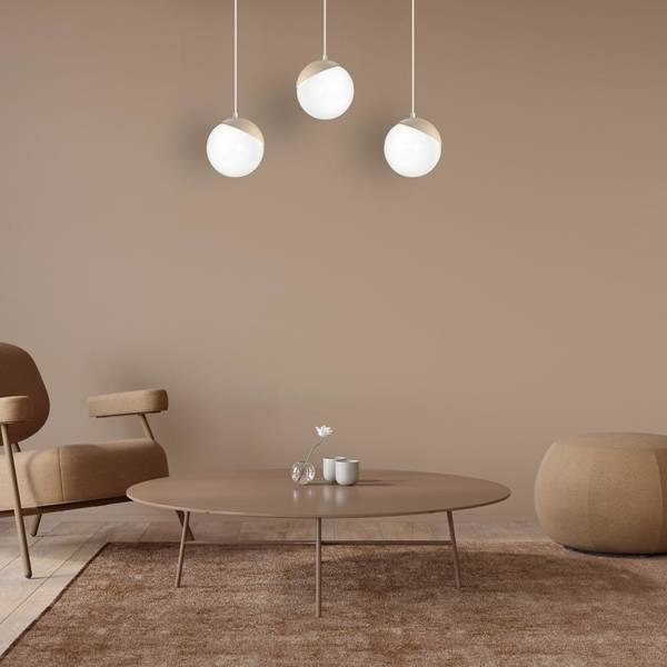 Lampa wisząca SFERA, MLP7236, biały/drewno, 3x40W E14