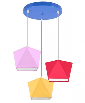 Żyrandol dziecięcy kolorowe abażury Diament 3xE27 Led