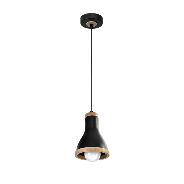 Lampa wisząca HOLLY BLACK / WOOD 1xE27 60W