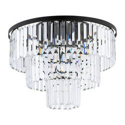 Luksusowy plafon kryształowy CRISTAL BLACK M 9x E14 40W | czarny