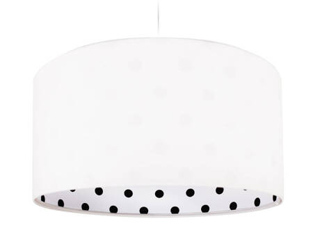 Lampa wisząca do pokoju dziecięcego w czarne groszki na białym tle średnica 30 cm