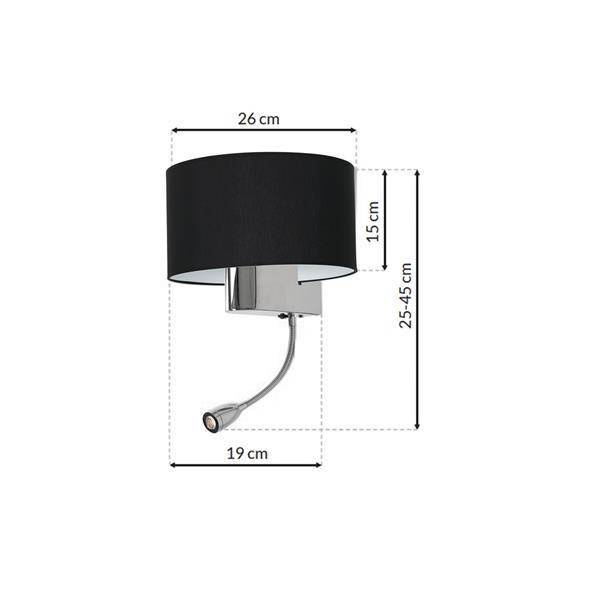 Kinkiet CASINO BLACK/CHROME 1xE27 + 1W LED ML6378