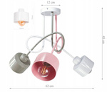 Lampa sufitowa do pokoju dziewczynki 3 punktowa kolorowa Zakręcony Kubeczek 3xE27 Led