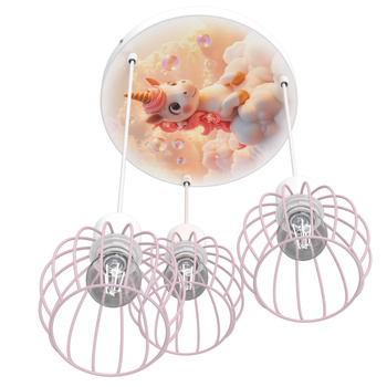 Lampa sufitowa do pokoju dziewczynki Jednorożec Koszyk 3xE27