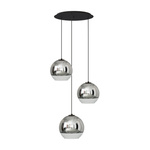 Nowoczesna lampa wisząca GLOBE PLUS III E27 metalizowane klosze | srebrny