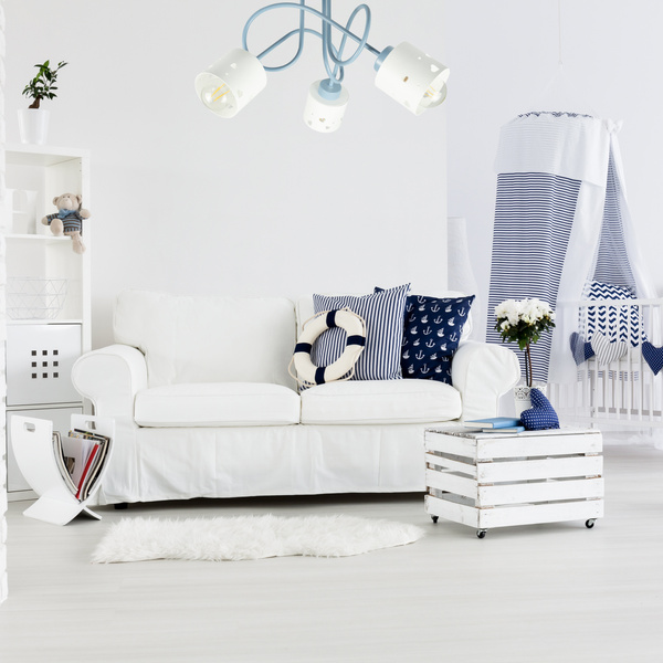 Lampa sufitowa do pokoju dziecka niebiesko-biała SERCA LOFT 3xE27