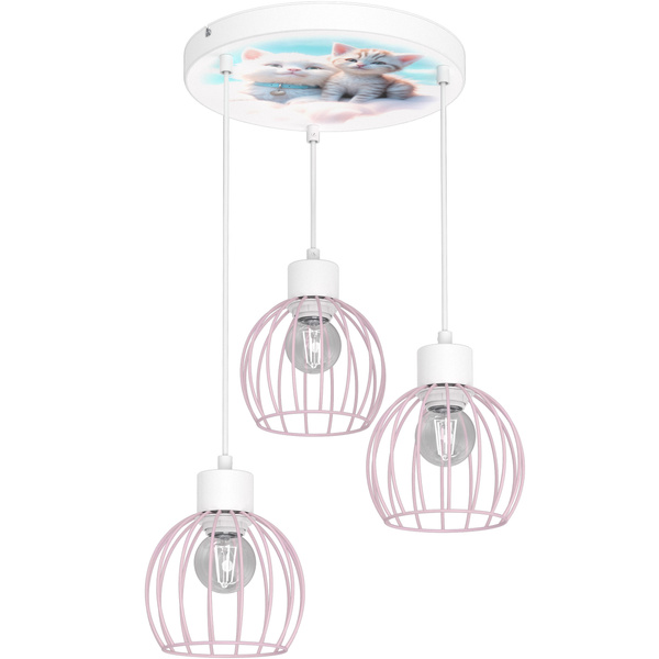 Lampa sufitowa do pokoju dziewczynki Kotki Koszyk 3xE27