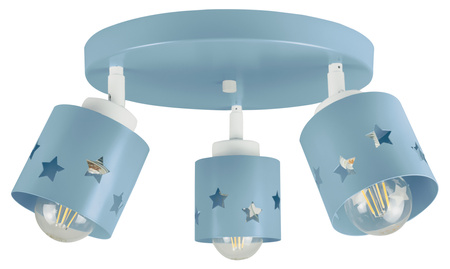 Lampa sufitowa do pokoju chłopca i dziewczynki niebieska w gwiazdki 3xE27 led