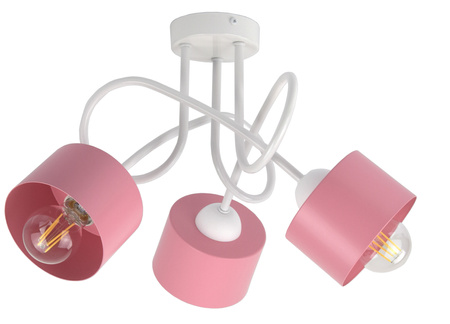 Lampa sufitowa do pokoju dziewczynki biało-różowa Zaczarowany Kubeczek 3xE27 Led