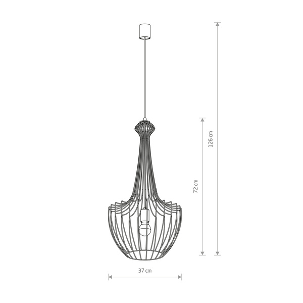 Lampa wisząca druciana zwis LUKSOR S czarny śr. 37cm