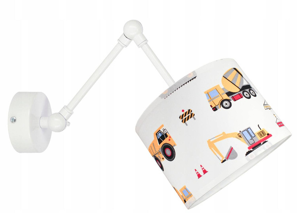 Lampa ścienna do pokoju chłopca Koparki regulowana 1xE27
