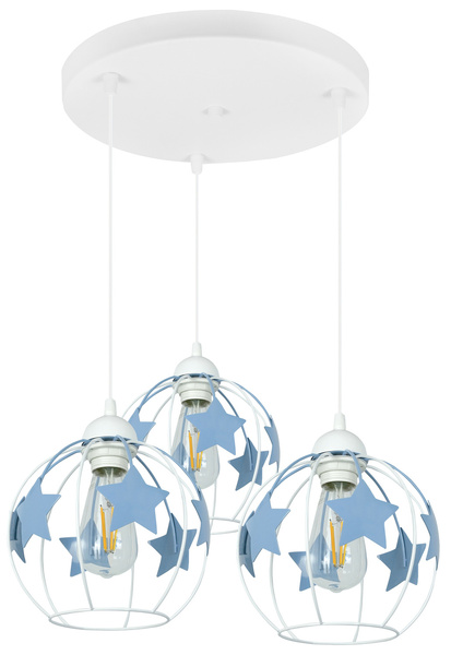 Lampa sufitowa do pokoju dziecka niebieskie gwiazdki 3-punktowa Led 