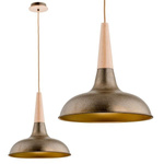 Lampa wisząca zwis DORO drewno/złoty śr. 39,5cm