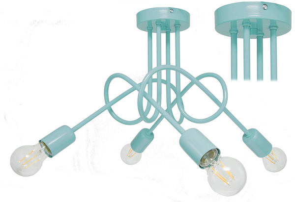  Lampa sufitowa do pokoju dziecięcego turkusowa w stylu Loft Mondo 4 Led