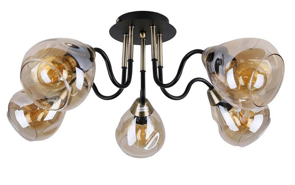 Lampa sufitowa czarno/złota dymiona 5xE27 Unica 33-00880