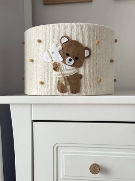 Lampa wisząca do pokoju dziecka Miś w tylu boho średnica 35 cm Led 