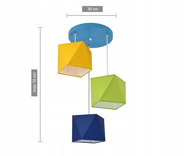 Lampa wisząca do pokoju dziecięcego kolorowa Świetlisty Diamencik 3xE27 Led 