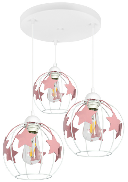 Lampa sufitowa do pokoju dziewczynki w różowe gwiazdki 3xE27